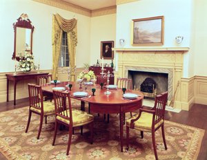 White Hall eetkamer, nabij Charleston South Carolina, 1818 door American School