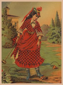 Vrouw die croquet speelt door American School