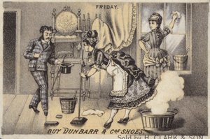Vrouwen schoonmaken en dweilen door American School