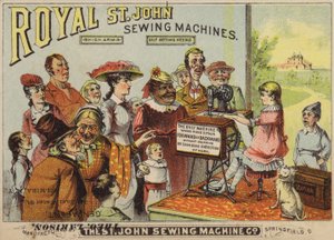 Jong meisje werkt aan een naaimachine