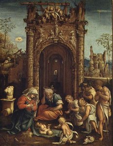 Aanbidding van de herders, c.1530 door Amico Aspertini