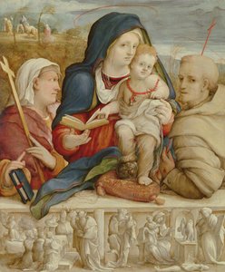 Maagd en Kind met St. Helena en St. Franciscus door Amico Aspertini