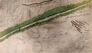 Topografische kaart van het slagveld van de Little Big Horn