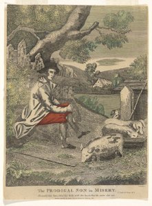 De Verloren Zoon in Ellende (Hij zou graag zijn buik gevuld hebben met de schillen die de varkens aten - St. Lucas 15:16)