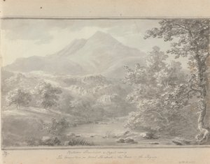 Uitzichten in Engeland, Schotland en Wales: Tussen Llanrwst en Capel Cerrig, de berg is Moel Shiabod, de rivier is Lligwy