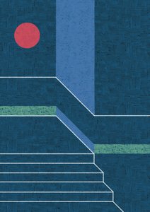 Rode cirkel, blauwe treden door Amy Louise Baker