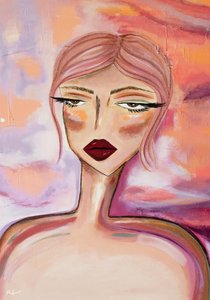 Portret met roze haar in een melancholische sfeer door Amy Straley