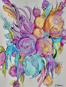 Kleurrijke fantasiebloemen door Amy Tieman