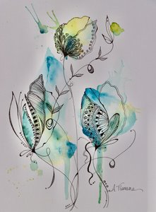 Etherische bloemkrabbels