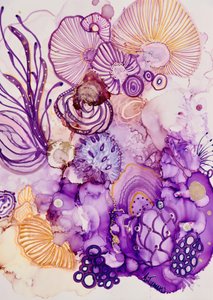 Paars-gouden fantasiebloem door Amy Tieman