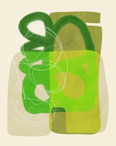 Geschilderde lijnen Groen/Beige 4 exemplaren