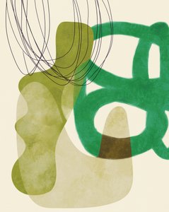 Geschilderde lijnen Groen Bruin Kopie door Ana Rut Bre