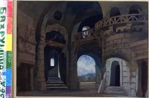 Decor voor het stuk Macbeth van William Shakespeare door Anatoli Fedorovich Geltser