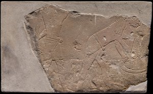 Muurfragment van een graf met een oogsttafereel door Ancient Egyptian
