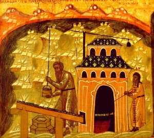 Zoutproductie in het Solovetsky Transfiguratieklooster op de Solovetsky-eilanden, 17e eeuw
