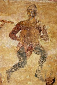 Muzikanten en acrobaten (detail)
