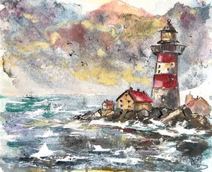 De stormachtige vuurtorenkust door Anda Bieza