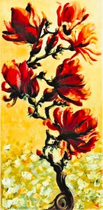 Levendige rode magnolia’s door Anda Bieza