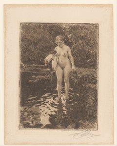 Badende vrouw door Anders Leonard Zorn (signed by artist)