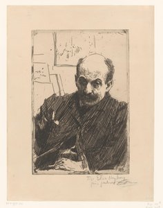 Portret van Max Liebermann door Anders Leonard Zorn (signed by artist)