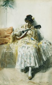 Een Spaanse Meisje die een Mandoline Speelt door Anders Leonard Zorn
