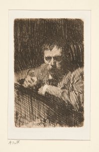 Een schilder-ets (zelfportret) door Anders Leonard Zorn