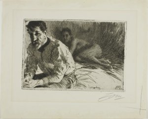 Augustus Saint-Gaudens II (Saint-Gaudens en zijn model) door Anders Leonard Zorn