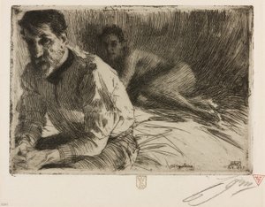 Augustus Saint Gaudens II (Saint Gaudens en zijn model) door Anders Leonard Zorn