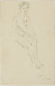 Zittende vrouwelijke naakt door Anders Leonard Zorn