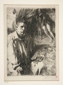 Zelfportret met Model II door Anders Leonard Zorn