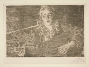 Vrouw met Zweedse luit door Anders Leonard Zorn