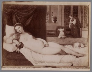 Fotoreproductie van het schilderij de Venus van Urbino van Titiaan door Anderson (firma)
