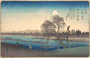 Herfstmaan aan de Tama-rivier, ca. 1838 door Ando Hiroshige