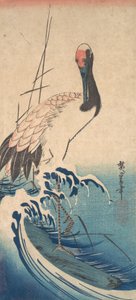 Kraanvogel en Branding, ca. 1833 door Ando Hiroshige