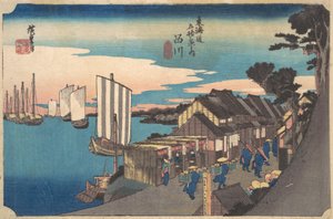 Dageraad in Shinagawa, ca. 1834 door Ando Hiroshige