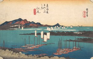 Verre uitzicht op Miho Beach vanaf Ejiri door Ando Hiroshige