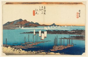 Ejiri, Uitzicht Over Mio-no-Matsu-bara, in De Drieënvijftig Stations van de Tokaido Weg (Tokaido Gojusan Tsugi-no Uchi) door Ando Hiroshige
