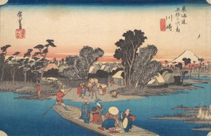Veerboot over de Rokugo-rivier, ca. 1834