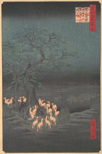 Vossenbijeenkomst bij Oji, 1857 door Ando Hiroshige