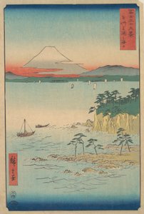 Fuji vanaf Miura, Sagami Soshu Miura no Kaijo, uit de serie Zesendertig Zichten op de Berg Fuji, 1858