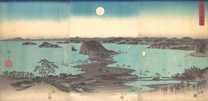 Volle maan bij Kanazawa, provincie Musashi, 1857 door Ando Hiroshige