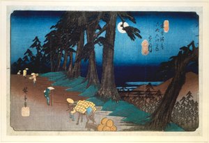 Volle maan bij Mochizuki, van 69 stations van Kisokaido, 1832 door Ando Hiroshige