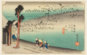 Futagawa Theehuis, in De Drieënvijftig Stations van de Tokaido-weg (Tokaido Gojusan Tsugi-no Uchi) door Ando Hiroshige