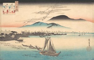 Ganzen vliegen naar Katada door Ando Hiroshige