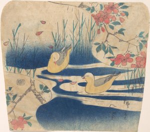 Kapmeeuwen en kersenbloesems, waarschijnlijk 1850-62 door Ando Hiroshige