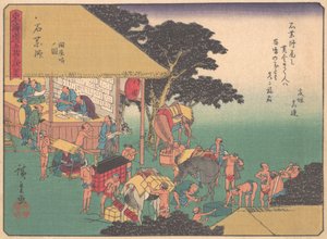 Ishiyakushi, uit de serie De Drieënvijftig Stations van de Tokaido-weg, begin 20e eeuw door Ando Hiroshige