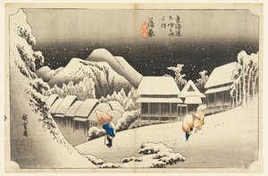 Kambara, Sneeuw bij Schemering, in De Drieënvijftig Stations van de Tokaido Weg (Tokaido Gojusan Tsugi-no Uchi)