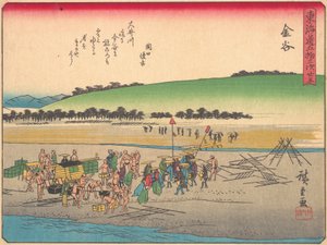 Kanaya, uit de serie De Drieënvijftig Stations van de Tokaido-weg, begin 20e eeuw door Ando Hiroshige