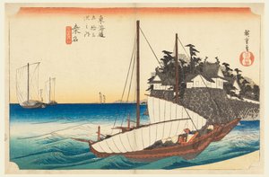 Kuwana, monding van de Kiso-rivier, in De drieënvijftig stations van de Tokaido-weg (Tokaido Gojusan Tsugi-no Uchi) door Ando Hiroshige