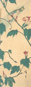 Ochtendglorie en vogel, 1840-50 door Ando Hiroshige